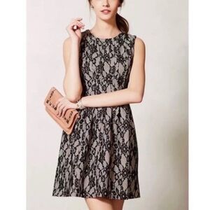 Anthropologie HD In Paris Sleeveless Violente Black Lace Fit n Flare Dress EUC M